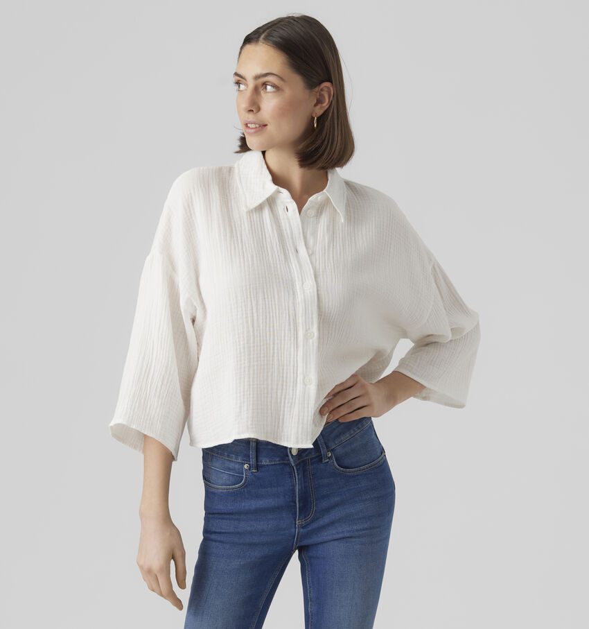 Vero Moda Natali Witte Hemd Cropped