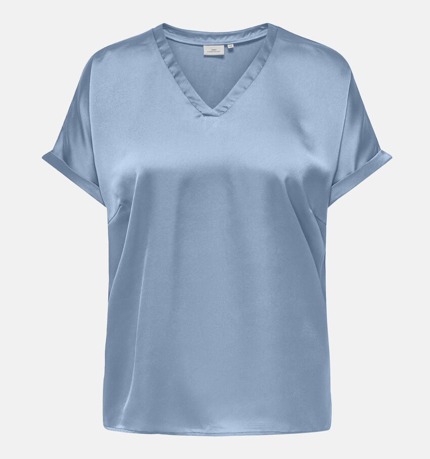 ONLY Carmakoma Brynja Blauwe Satijnen blouse