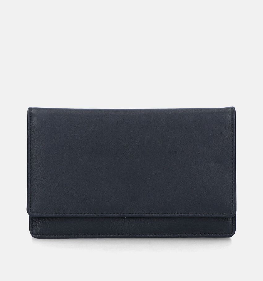 Euro-Leather Zwarte Overslagportemonnee