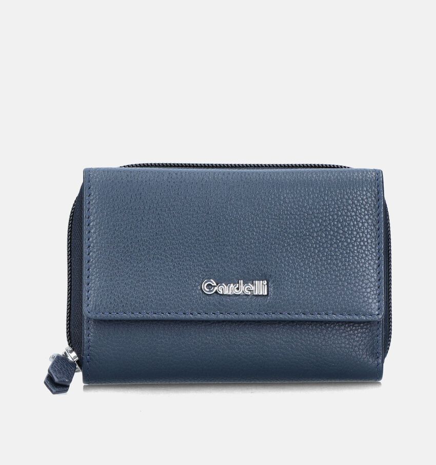 Euro-Leather Blauwe Ritsportemonnee