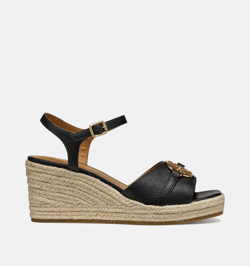 Geox Panarea Zwarte Sandalen met sleehak