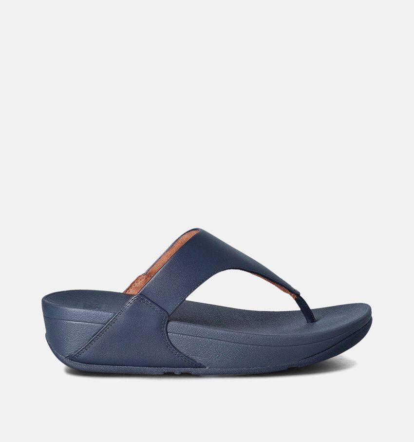 FitFlop Lulu Leather Toepost Blauwe Teenslippers