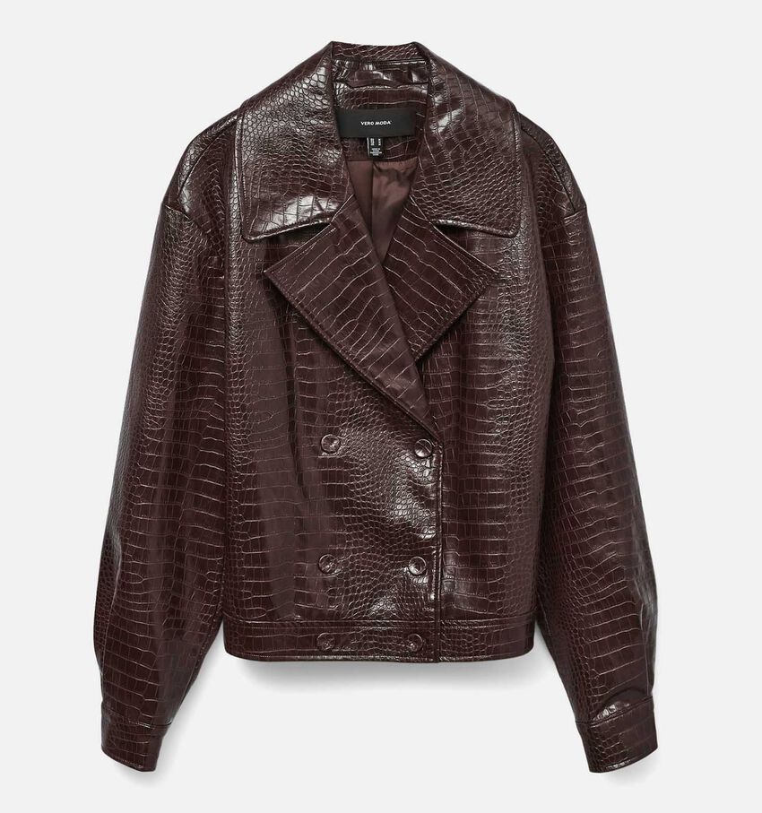 Vero Moda Croco Bordedaux Lederlook jas