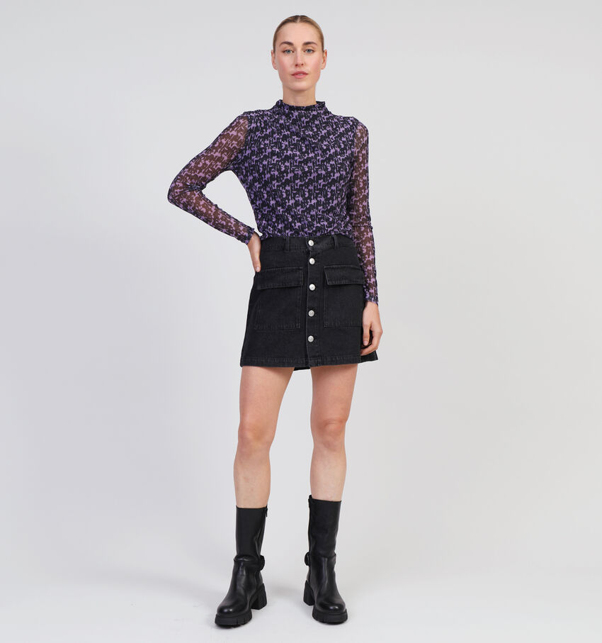 Pieces Chrissy Zwarte korte denim rok