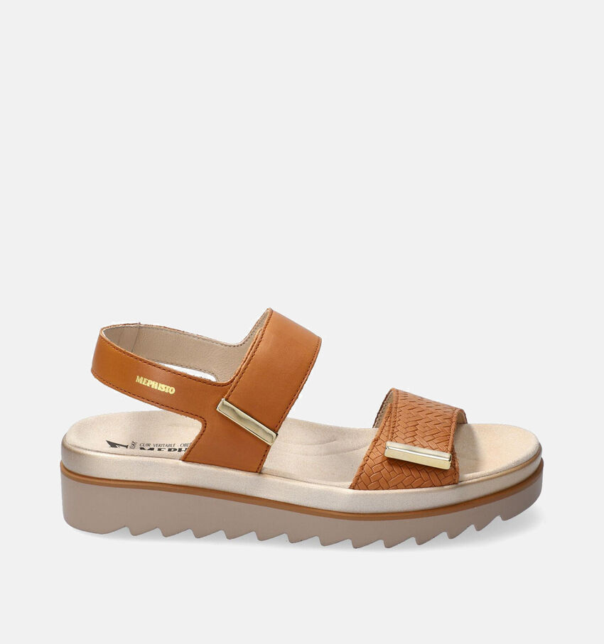 Mephisto Dominica Sandales avec talon compensé en Cognac