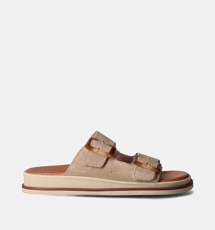 Tamaris Mules Plates à Boucles Taupe