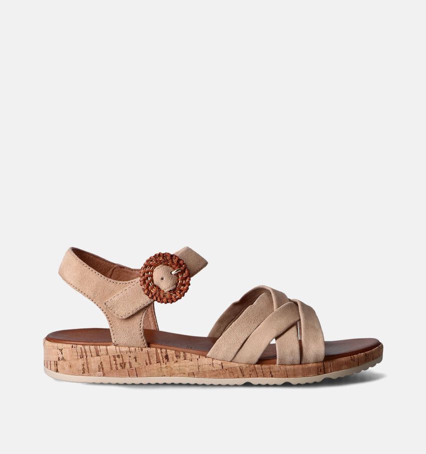 Tamaris Beige Sandalen met sleehak