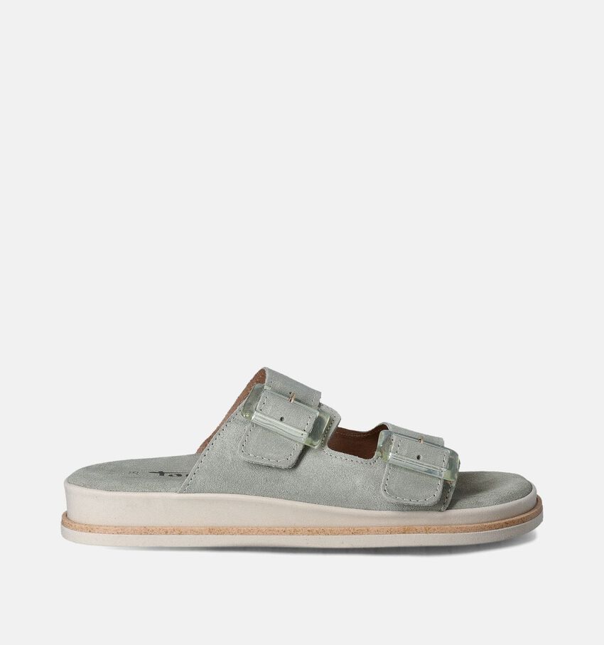 Tamaris Groene Platte slippers