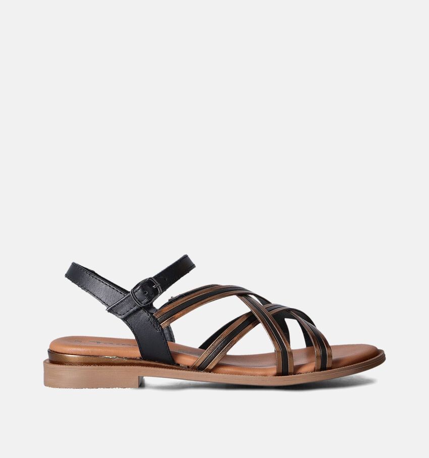 Tamaris Zwarte Platte Sandalen