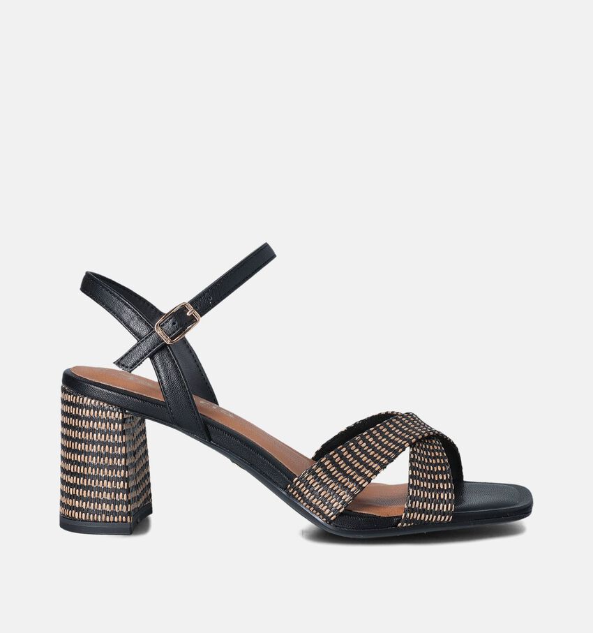 Tamaris Zwarte Sandalen met Blokhak