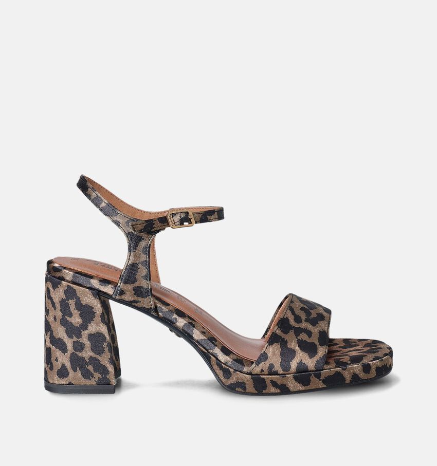 Tamaris Bruine Sandalen met blokhak