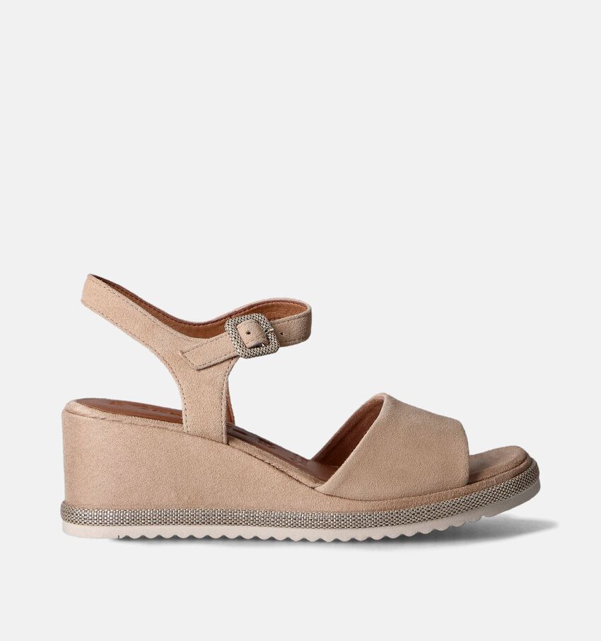 Tamaris Sandales avec talon compensé en Beige