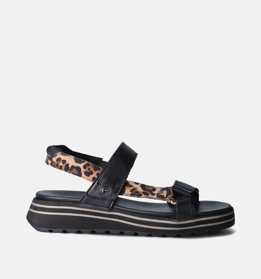 Tamaris Zwarte Sandalen met sleehak