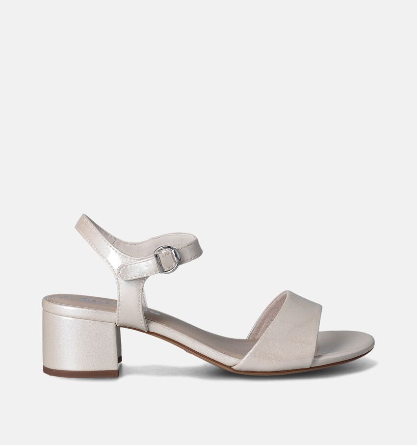 Tamaris Beige Sandalen met blokhak