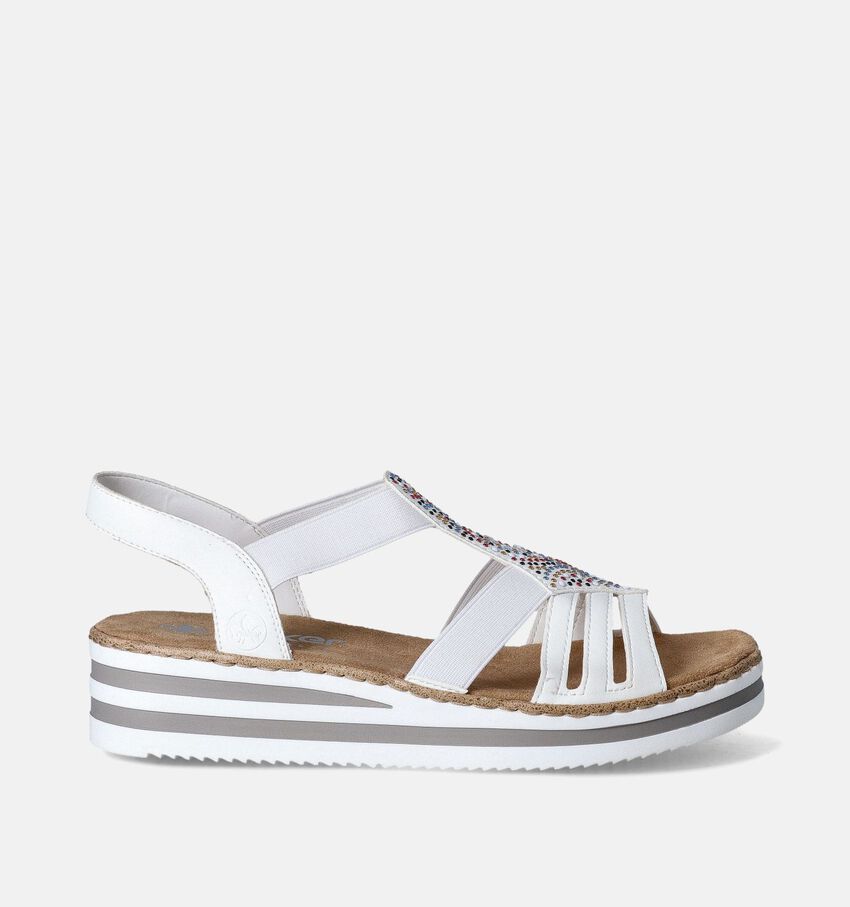 Rieker Sandales talon compensé en Blanc
