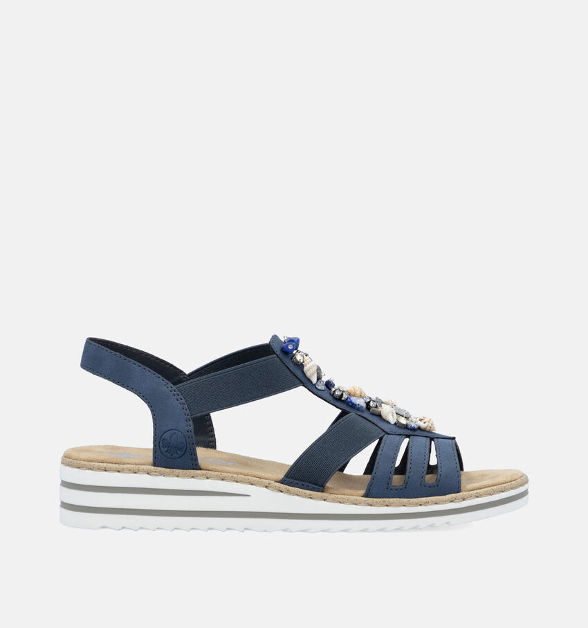 Rieker Blauwe Sandalen met sleehak
