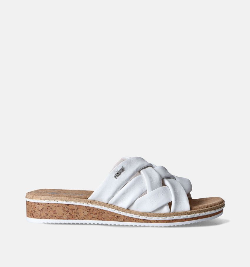 Rieker Witte Slippers met sleehak