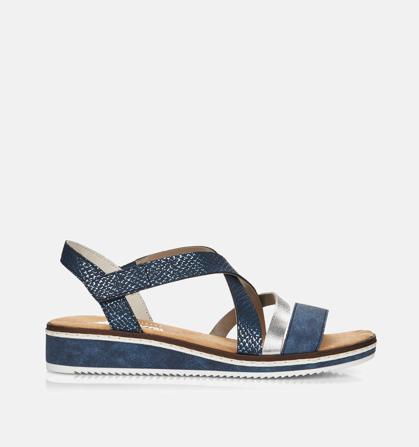Rieker Sandales talon compensé en Bleu