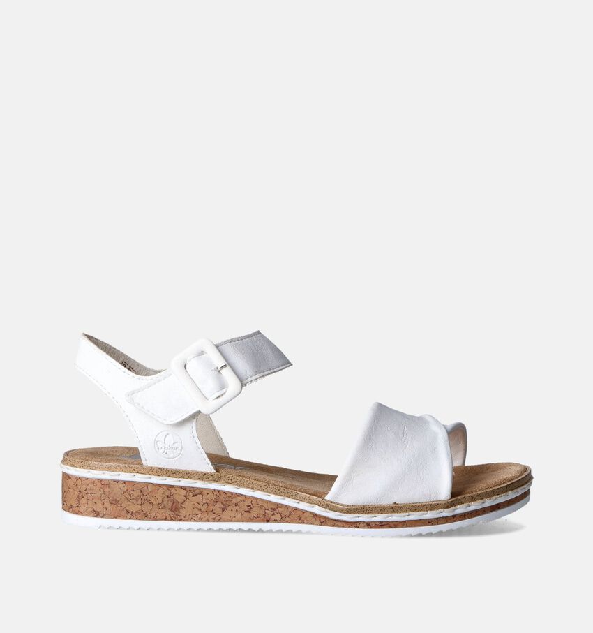 Rieker Witte Sandalen met Sleehak