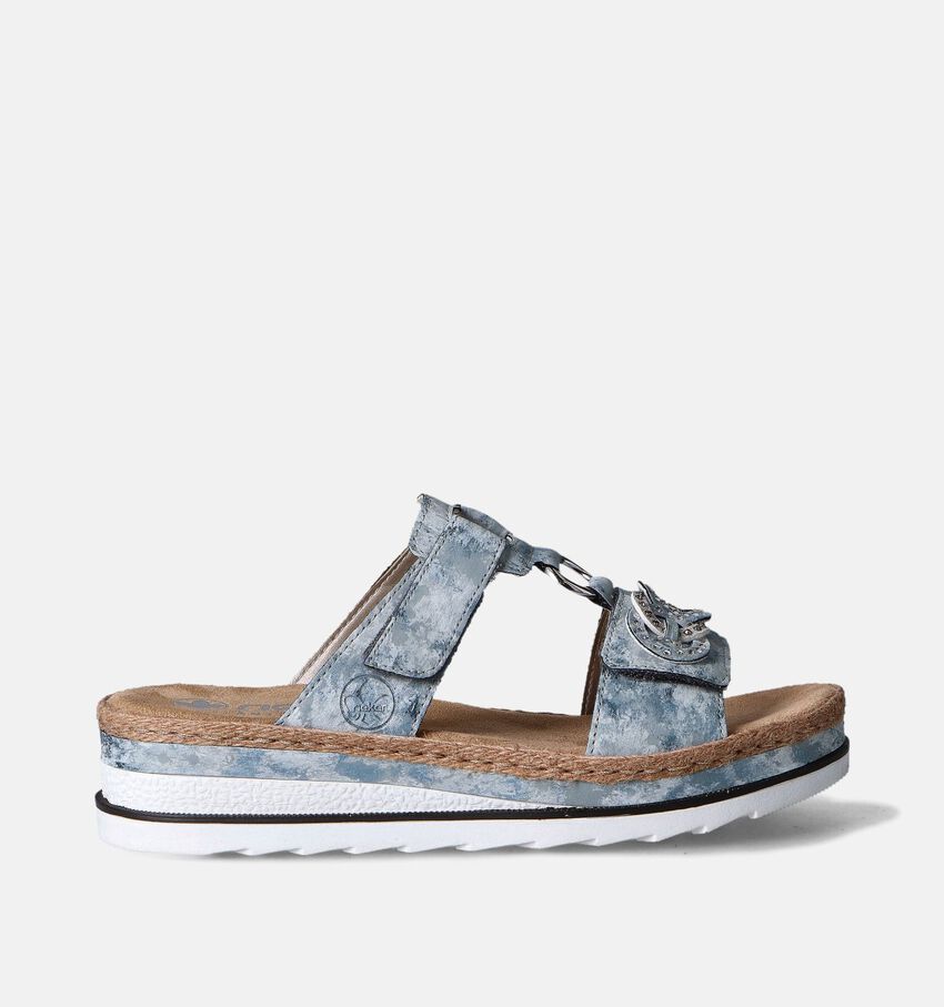 Rieker Blauwe Slippers met sleehak
