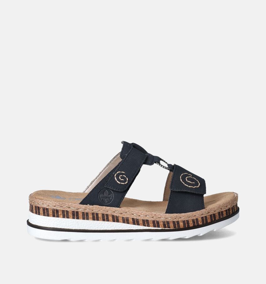 Rieker Blauwe Slippers met sleehak