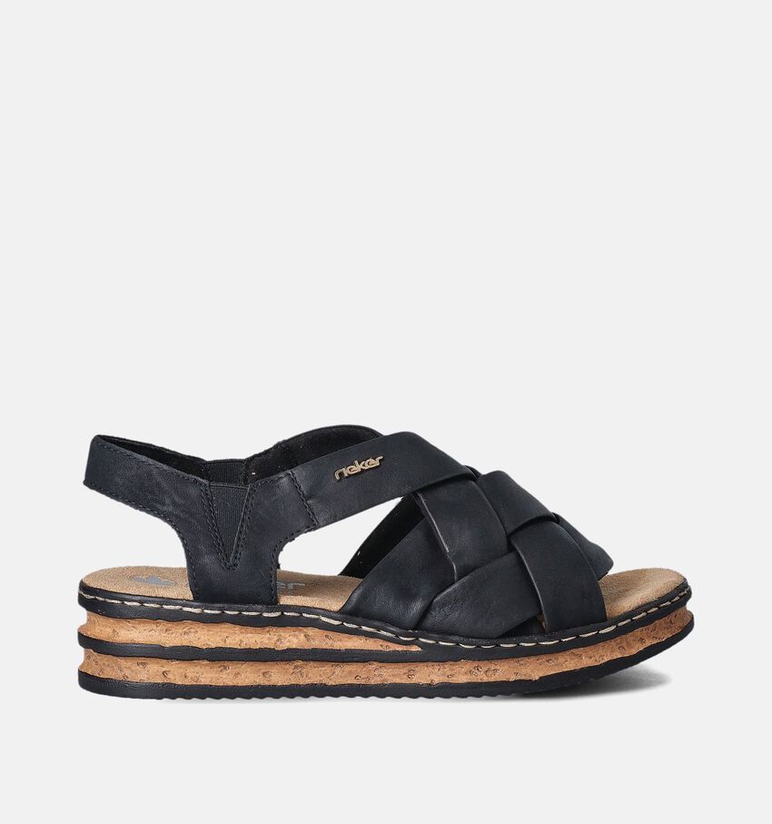 Rieker Sandales talon compensé en Noir