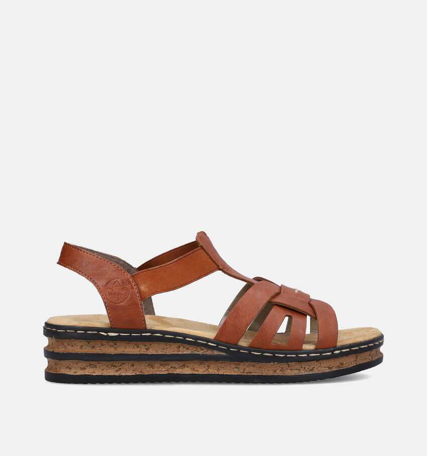 Rieker Cognac Sandalen met sleehak