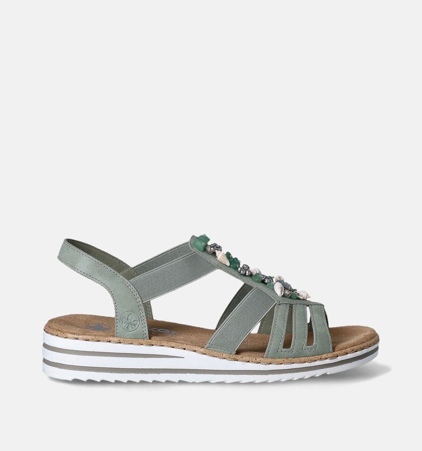 Rieker Sandales talon compensé en Vert