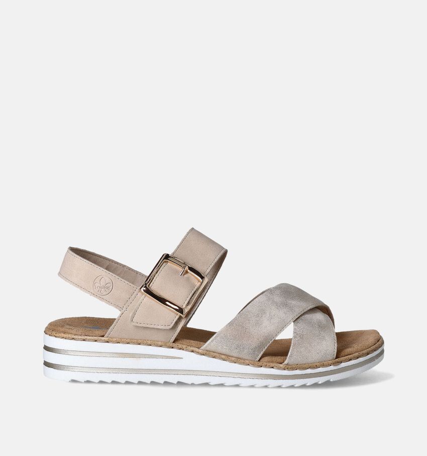 Rieker Gouden Sandalen met Sleehak