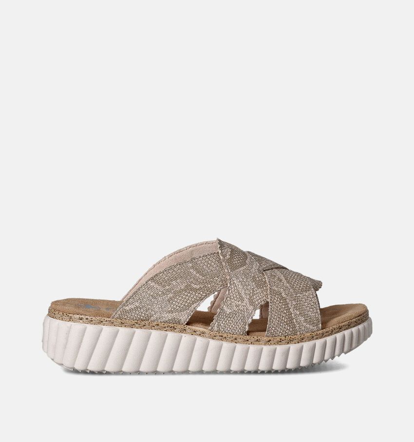 Rieker Nu-pieds talon compensé en Beige