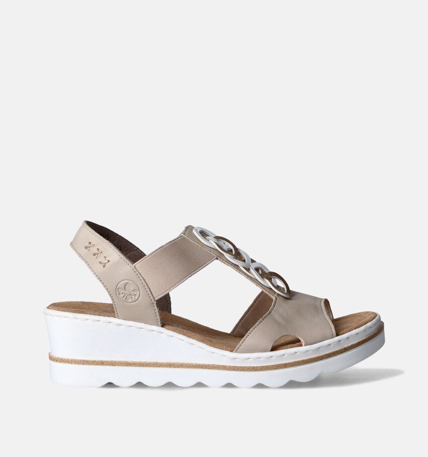 Rieker Sandales talon compensé en Beige