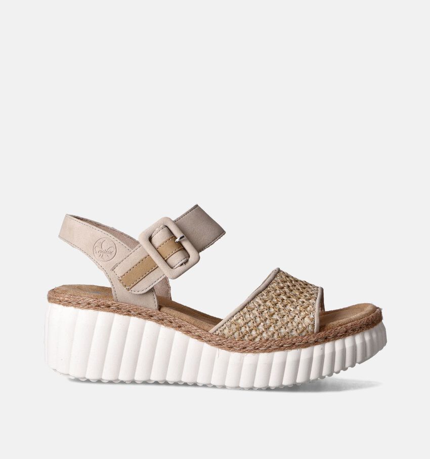 Rieker Sandales talon compensé en Beige