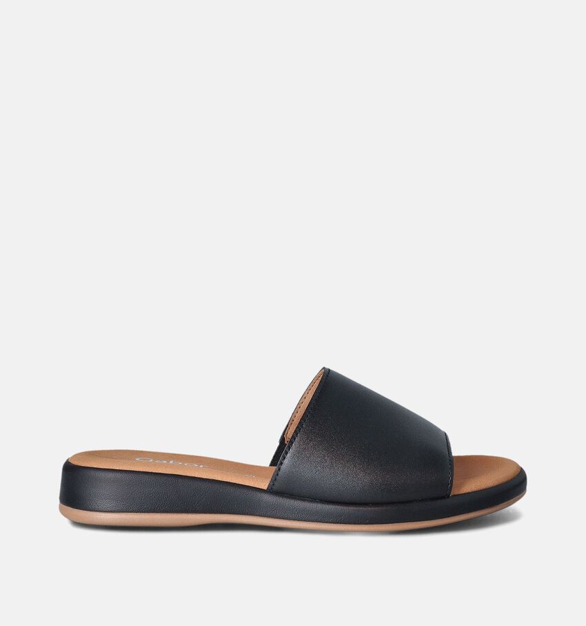 Gabor Zwarte Leren Slippers