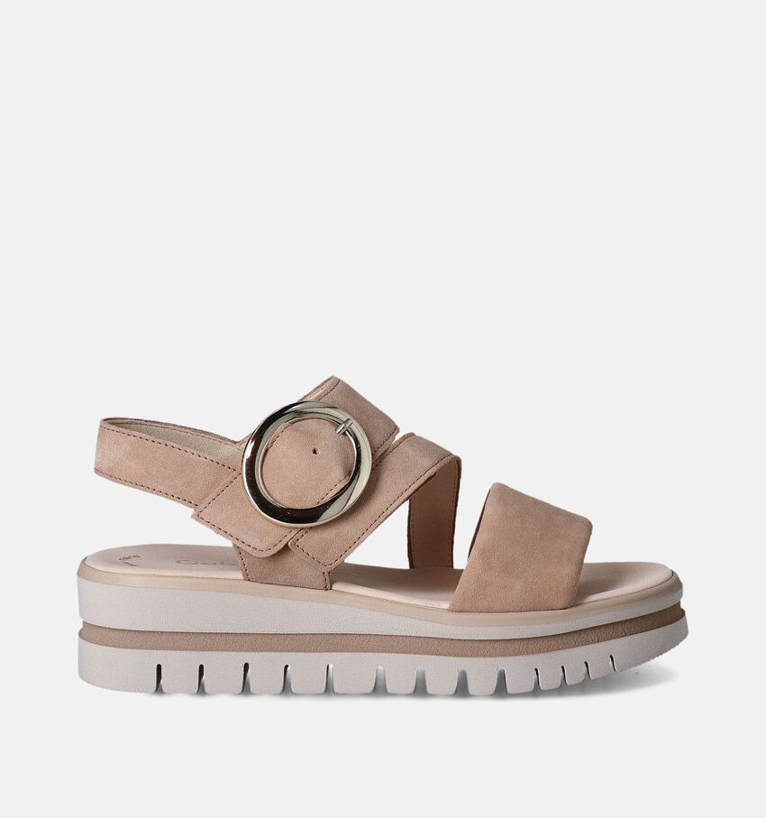 Gabor Best Fitting Beige Sandalen met sleehak