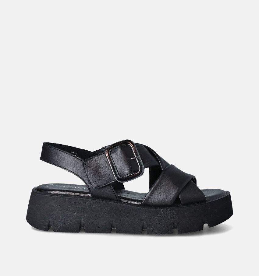 Gabor Best Fitting Zwarte Sandalen met plateauzool