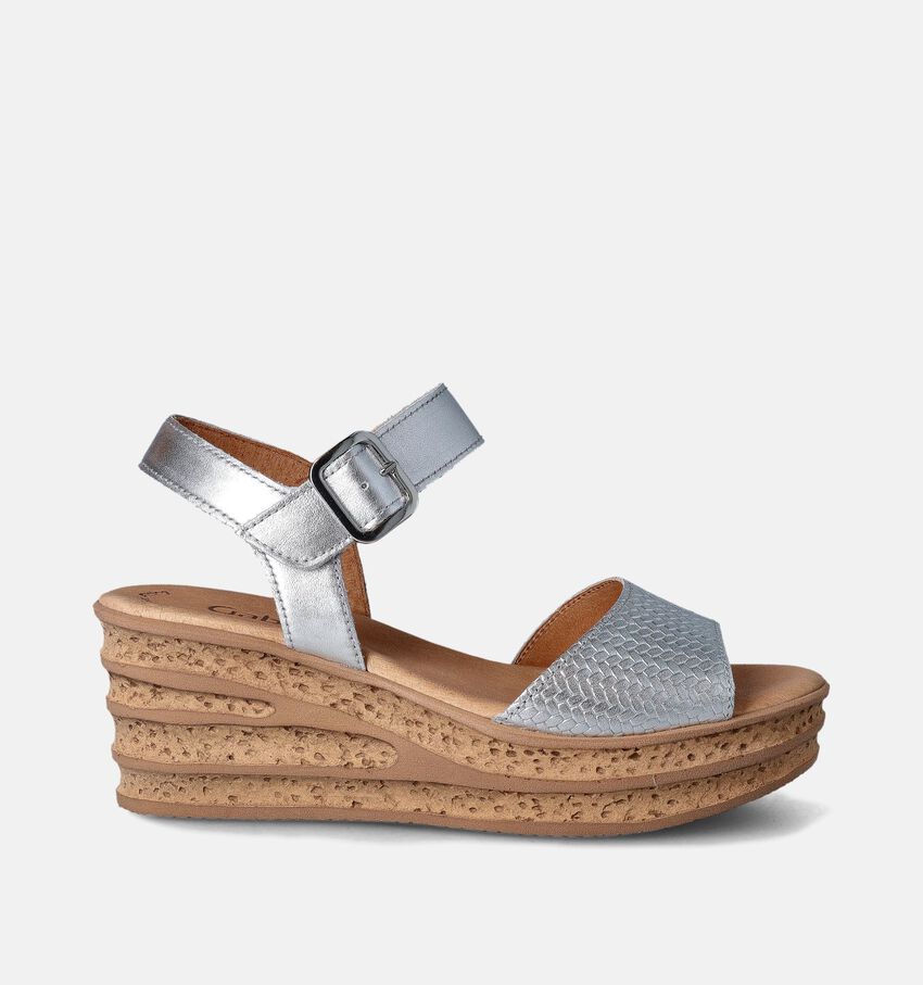 Gabor Best Fitting Zilveren Sandalen met sleehak