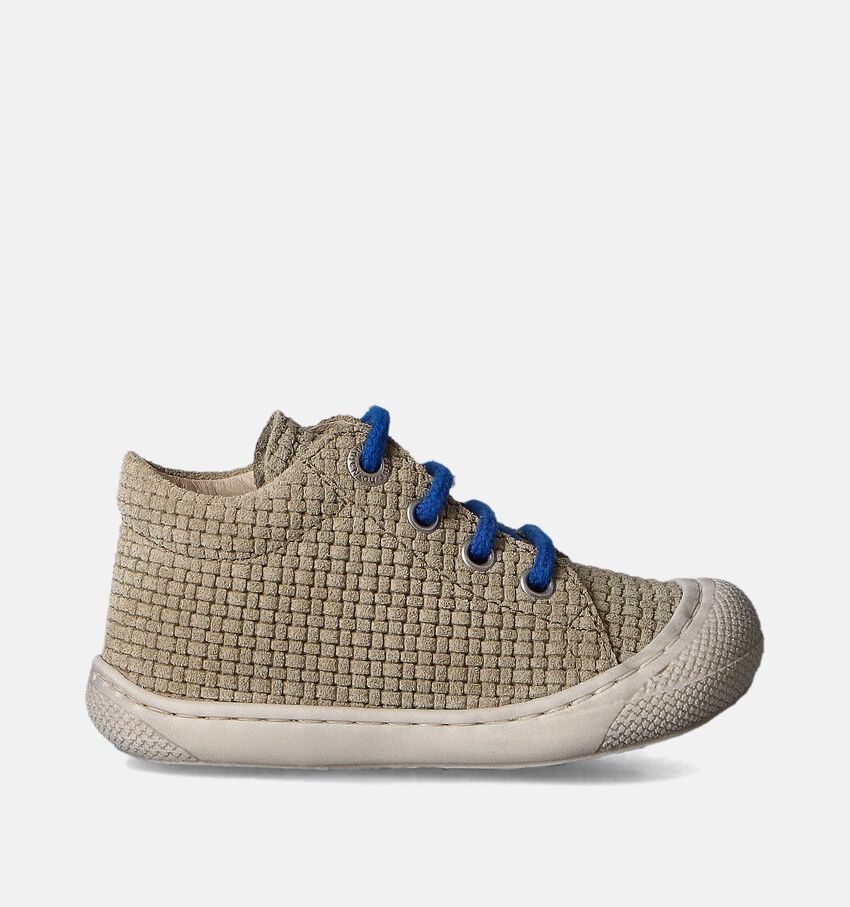Naturino Cocoon Suede Woven Groene Babyschoentjes