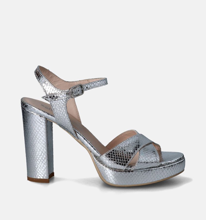 NeroGiardini Zilveren Sandalen met blokhak