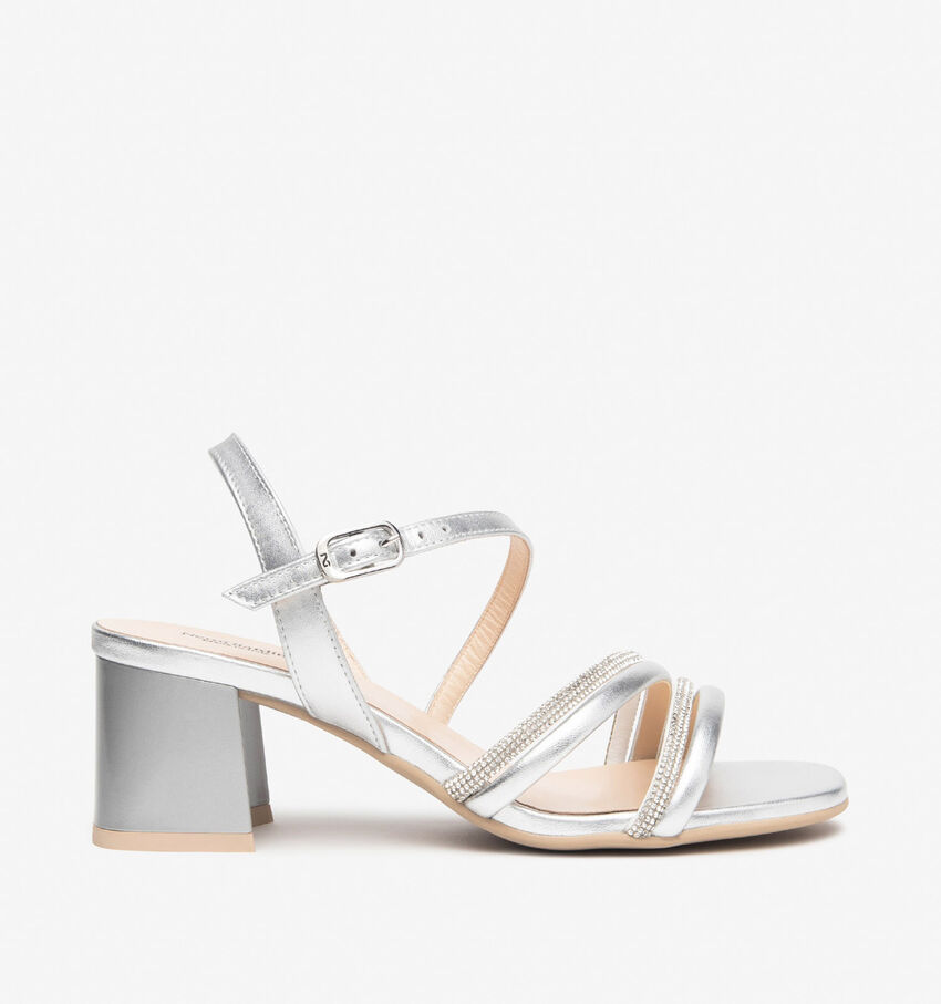 NeroGiardini Zilveren Sandalen met blokhak