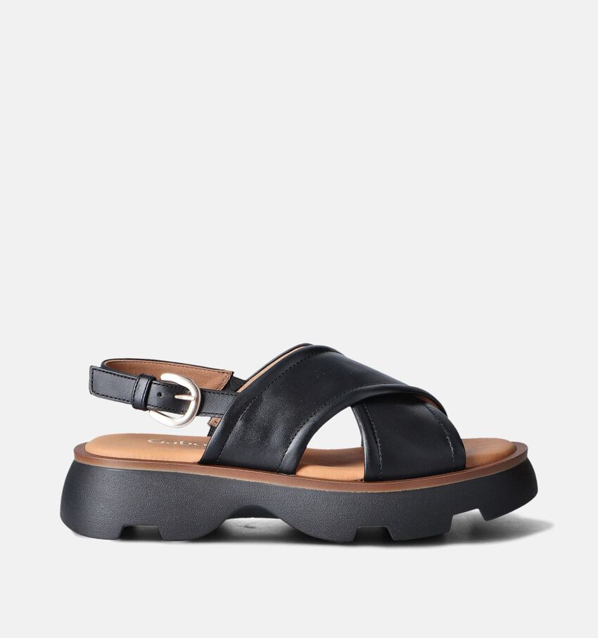 Gabor Zwarte Sandalen met plateauzool