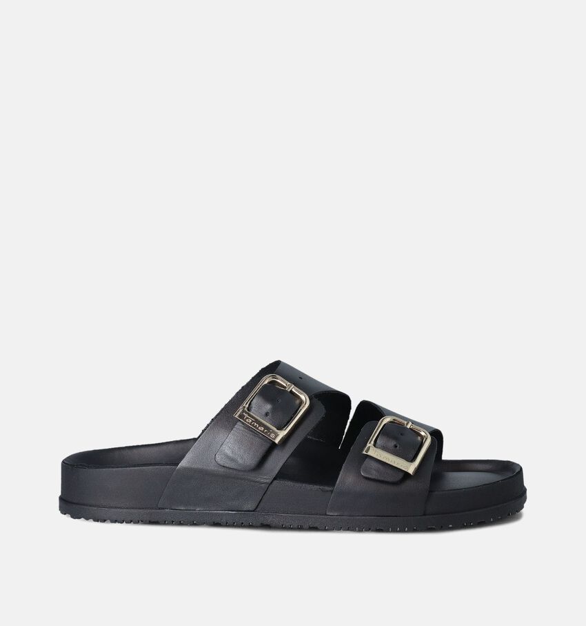 Tamaris Zwarte Platte slippers