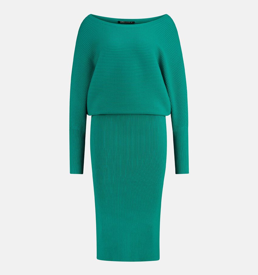 Expresso Groene Gebreide Jurk Ribbed