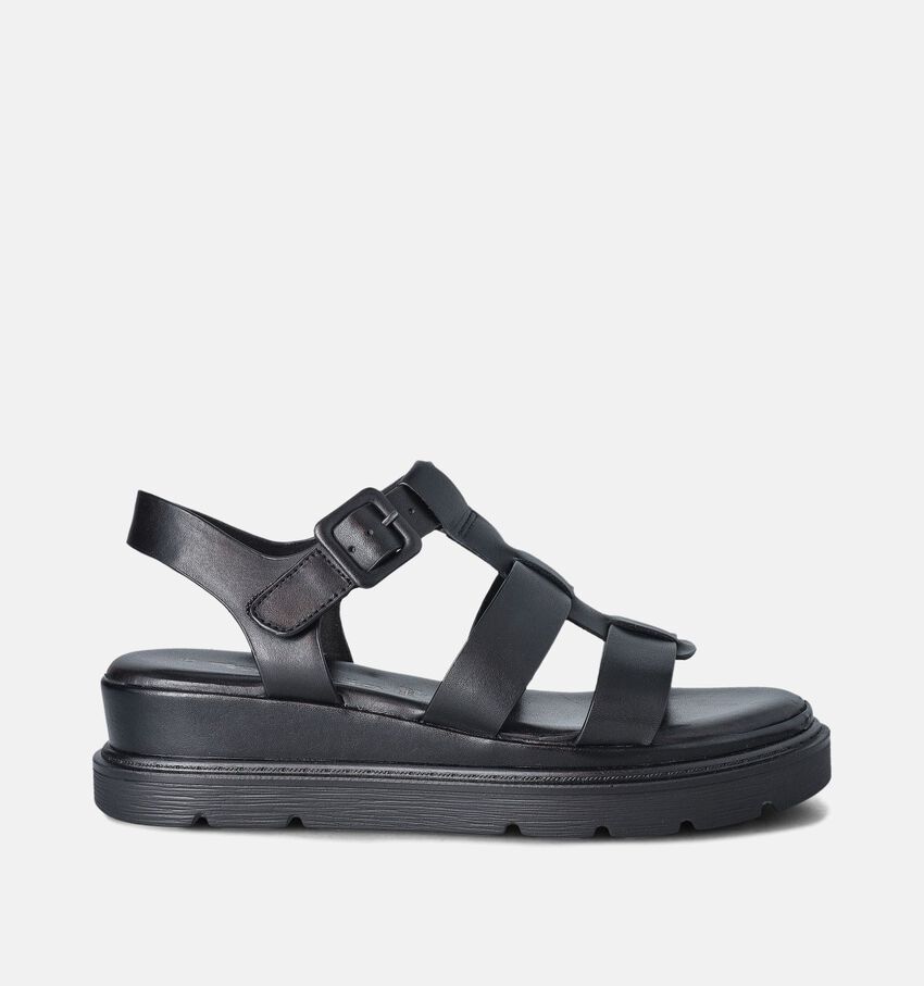 Tamaris Sandales avec talon compensé en Noir