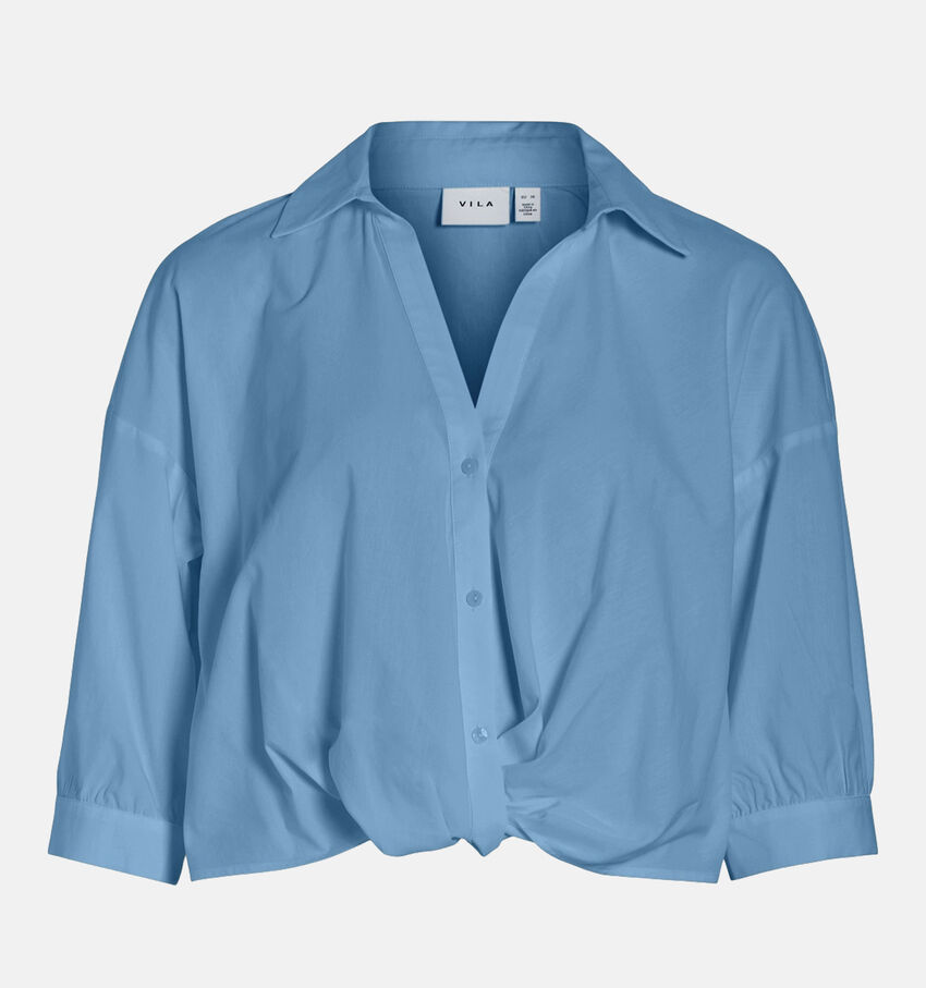 Vila Hailey Cropped Blauw Hemd