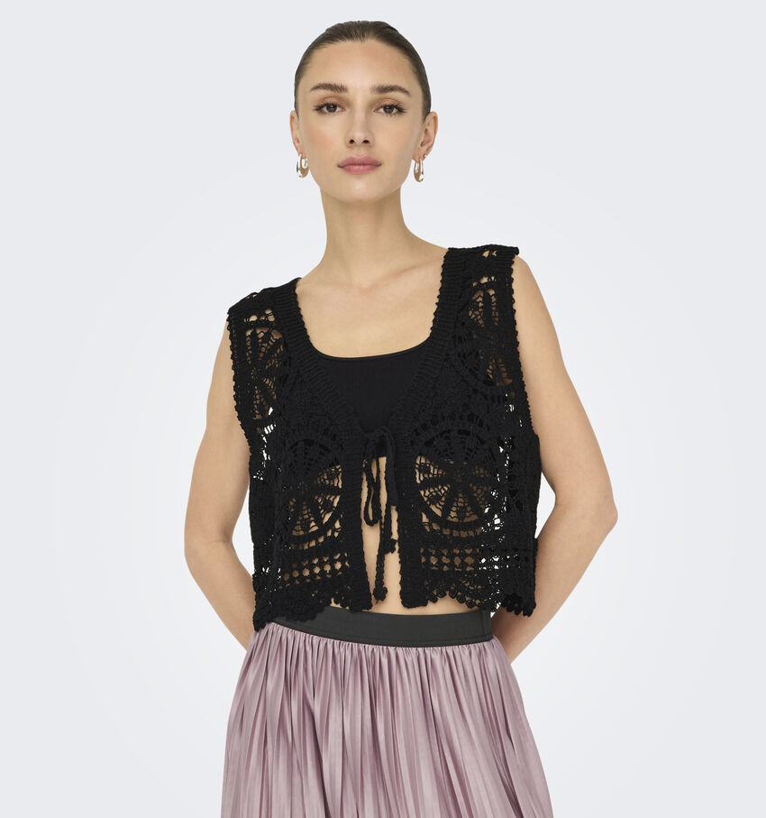 JDY Vic Zwarte Mouwloze Cardigan