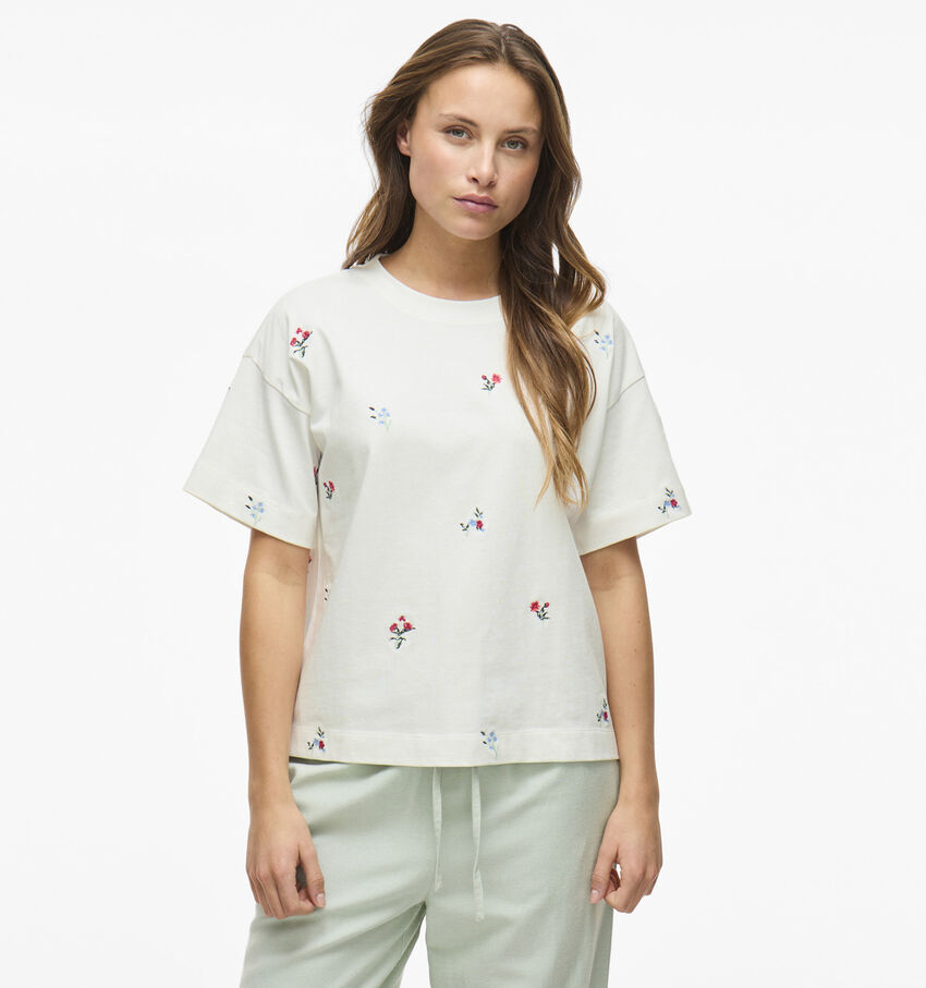 Vila Monie Flower Wit T-shirt