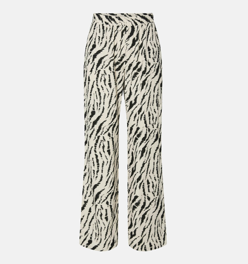 Pieces Tarlem Graphic Zebra Wijde Broek Wit