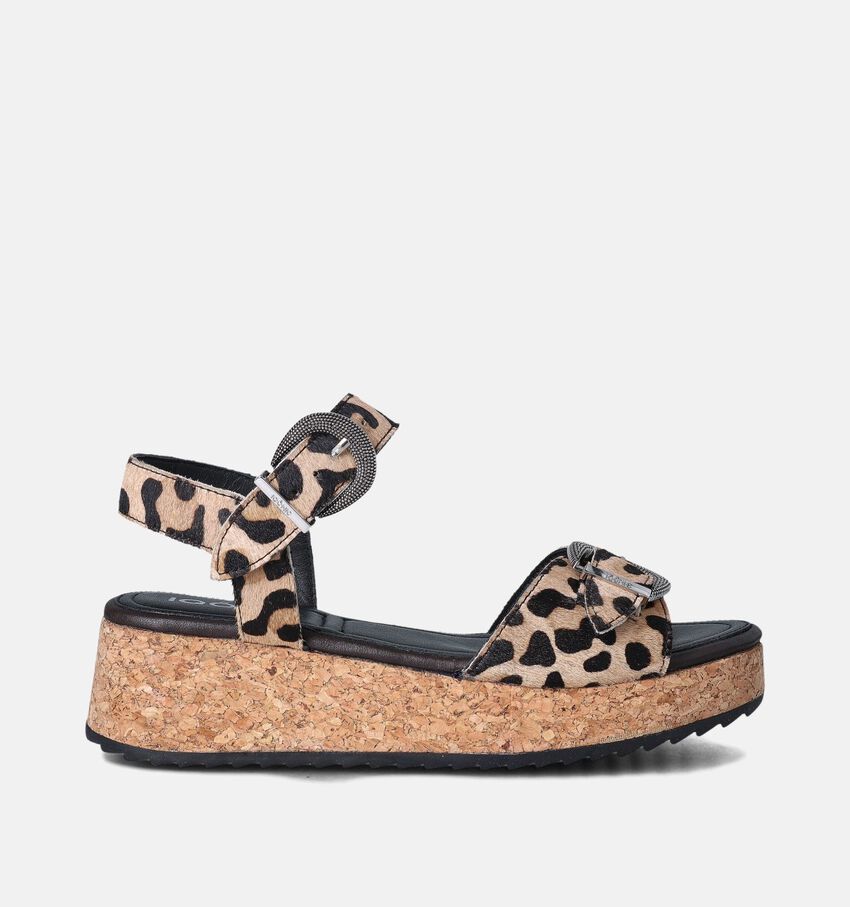 IQÔNIC Salina 4 Bruine Sandalen Met Sleehak
