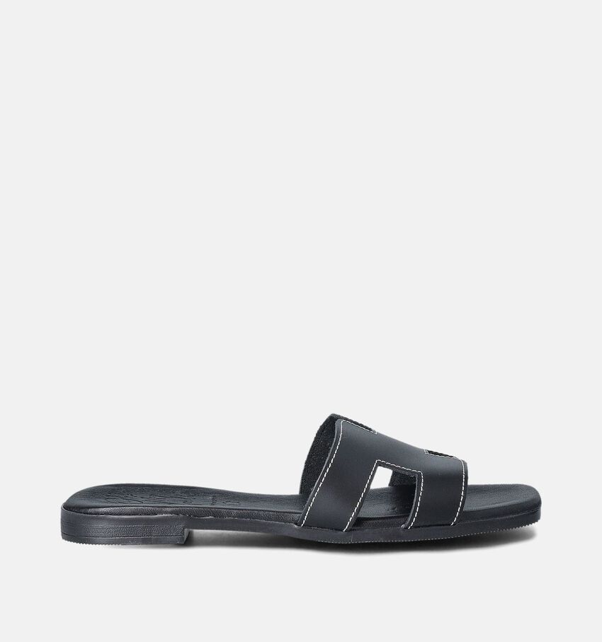 Oh My Sandals Zwarte Platte Slippers
