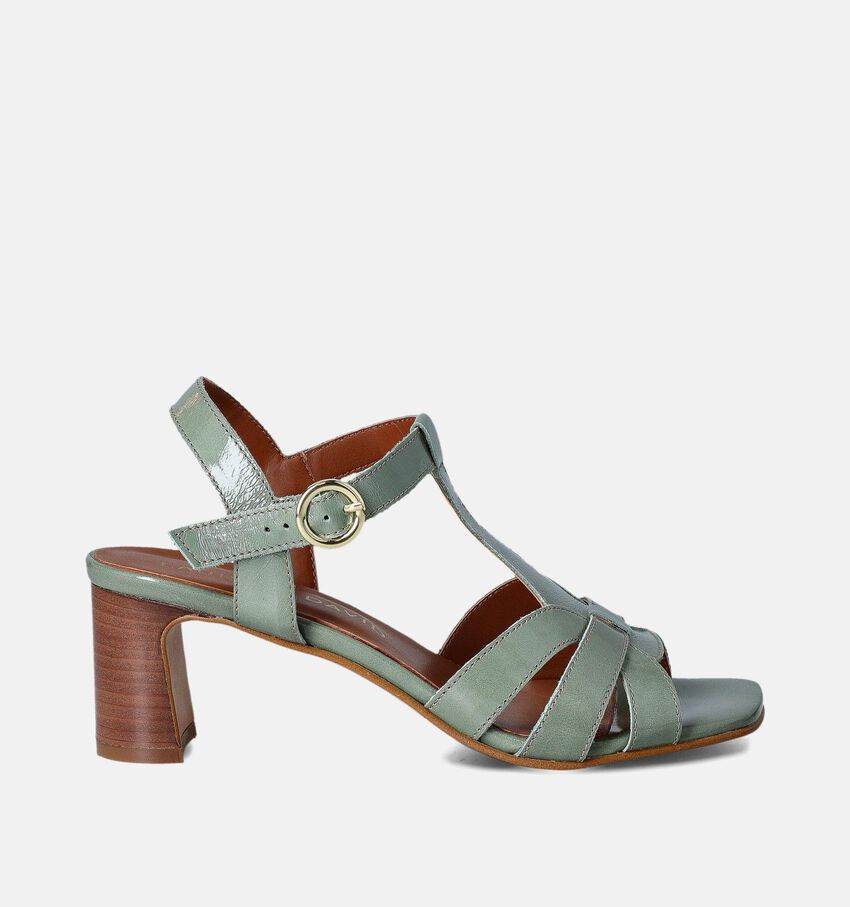 Laurent David Groene Sandalen met Blokhak